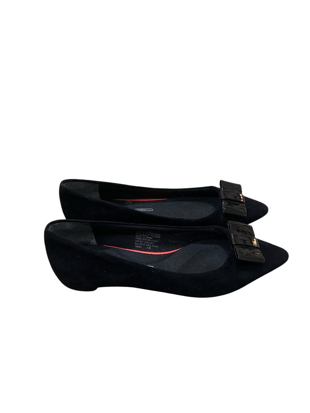 Rockport Black Pointed Toe ballet Flats Patent flat Bow adiprene inner sz 7.5
